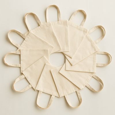 Комплект от 10 чанти от естествен памук с дълги дръжки